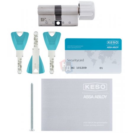 Цилиндр Keso 8000 Ω2 110 (50x60T) ключ-тумблер никель сатин