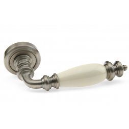 Дверная ручка Fadex Siena Ceramic V N02 никель матовый / бежевая керамика