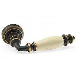 Дверная ручка Fadex Siena Ceramic V B08 бронза темная / бежевая керамика