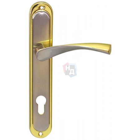 Дверная ручка на планке PZ Bruno Bravo 85мм никель матовый/золото