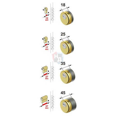 Броненакладка врезная Disec 3G2 без накладки внешняя хром полированный (5 ключей)