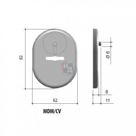 Декоративная накладка под сувальдный ключ Azzi Fausto внутрення MDM/CV/KSV никель сатин
