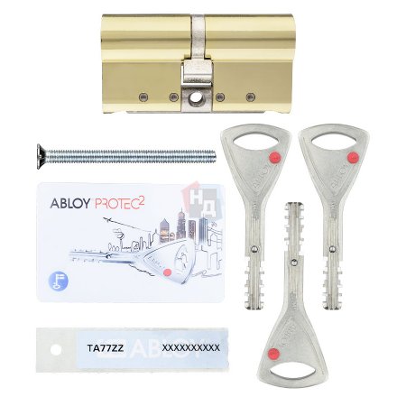 Цилиндр Abloy Protec 2 107 (66x41) CY322 ключ-ключ KILA латунь полированная