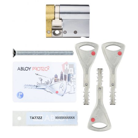 Цилиндр Abloy Protec 2 56,5 (46x10,5) CY321 ключ-половинка HCR хром матовый