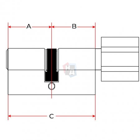 Цилиндр Abus P12R 65 (35x30T) ключ-тумблер никель
