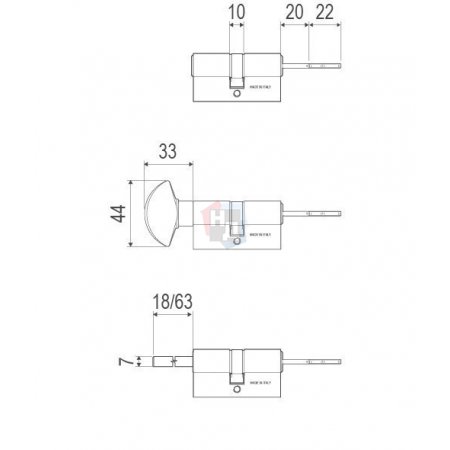 Цилиндр AGB Scudo 5000 70 (35x35) ключ-тумблер никель матовый