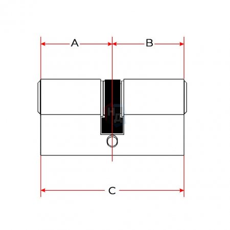 Цилиндр RDA 60 (30x30) ключ-ключ черный (английский ключ)