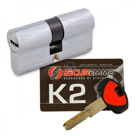 Цилиндр Securemme K2 60 (30x30) ключ-ключ хром