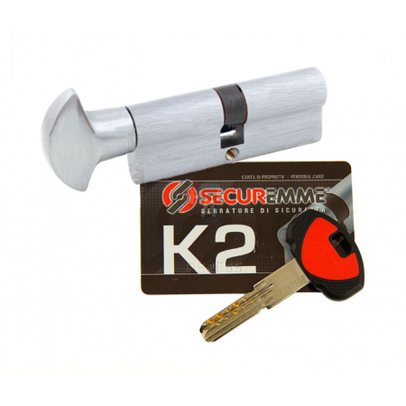 Цилиндр Securemme K2 90 (50x40T) ключ-тумблер хром