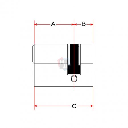 Цилиндр Iseo R6 40 (30x10) ключ-половинка латунь