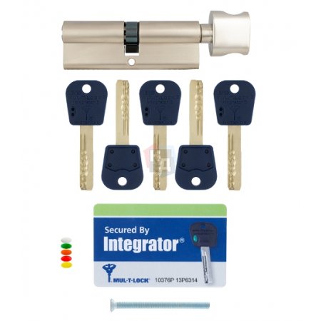 Цилиндр MUL-T-LOCK Integrator 90 (55x35T) ключ-тумблер NST никель сатин