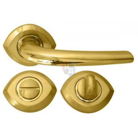 Дверная ручка RDA 0080 AN-02 с накладками WC золото/матовая латунь