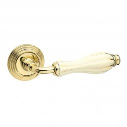 Дверная ручка Fimet Lady 148-269 F01 полированная латунь/белый фарфор/золотая полоска