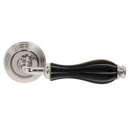 Дверная ручка Fimet 148-269 F21 Lady никель/черный фарфор серебрянная полоска