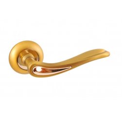 Дверная ручка на розетке SIBA Modena R02 латунь матовая, золото полированное (29 09)