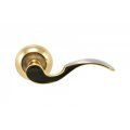 Дверная ручка на розетке SIBA Osimo R02 никель матовый, золото темное (90 22)