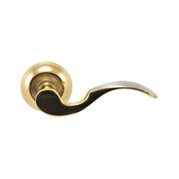 Дверная ручка на розетке SIBA Osimo R02 никель матовый, золото темное (90 22)