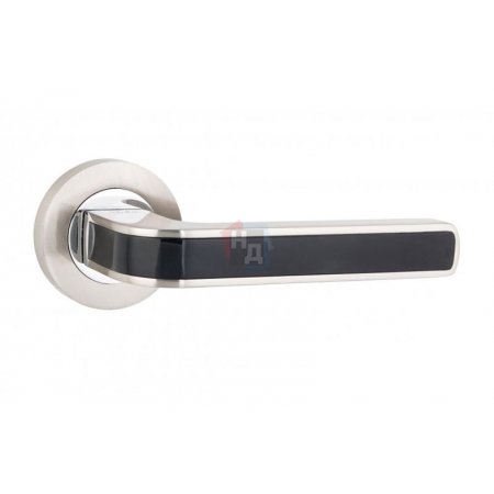 Дверная ручка на розетке SIBA Flamingo А01 никель матовый, черный (22 66)