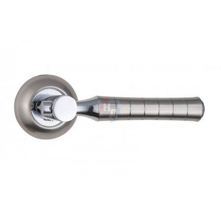 Дверная ручка на розетке SIBA Pisa R02 никель матовый, хром (22 07)