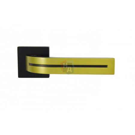 Дверная ручка на розетке SIBA Kometa R09 черный, золото матовое (66 33)
