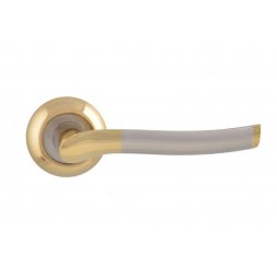 Дверная ручка на розетке SIBA Verona R02 никель матовый, золото темное (22 90)