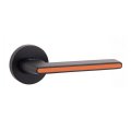 Дверная ручка на розетке Siba Line R10 черный матовый, оранжевый со вставкой
