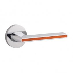 Дверная ручка на розетке Siba Line R10 хром, оранжевый со вставкой
