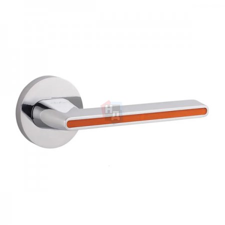 Дверная ручка на розетке Siba Line R10 хром, оранжевый со вставкой