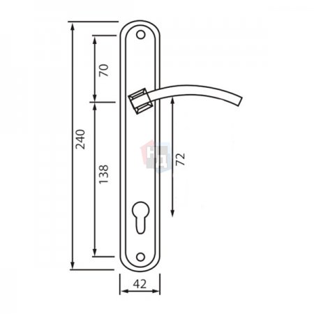 Дверная ручка на планке PZ Siba ECO Assos 72 мм никель матовый/хром (22 07)