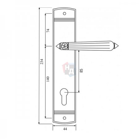 Дверная ручка на планке PZ Siba Rimini 85 мм серебро античное матовое (84 84)