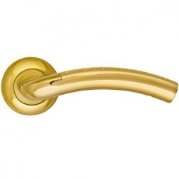 Дверная ручка на розетке Siba Bari R02 золото матовое/золото полированное (29 09)