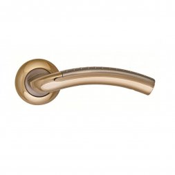Дверная ручка на розетке Siba Bari никель матовый/золото темное (22 90) с накладками WC