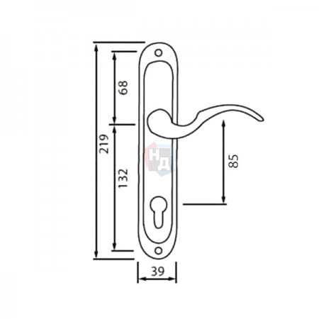 Дверная ручка на планке PZ Siba Osimo 85 мм латунь полированная (01 01)