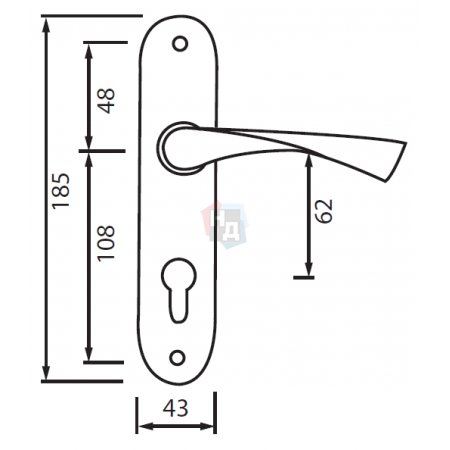 Дверная ручка на планке WC Siba Genoa 62 мм кофе матовый (85 85)