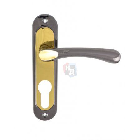 Дверная ручка на планке PZ Siba Palermo 62 мм никель темный/золото (06 09)