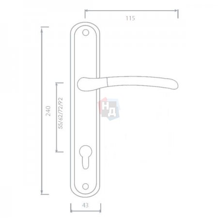 Дверная ручка на планке PZ Siba Lucca 72 мм никель матовый/хром (22 07)