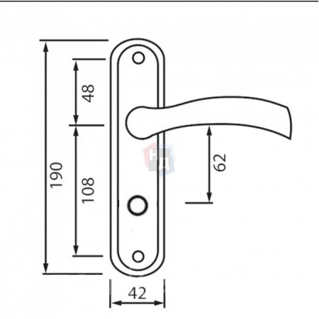 Дверная ручка на планке WC Siba ECO Saros 62 мм никель матовый/хром (22 07)