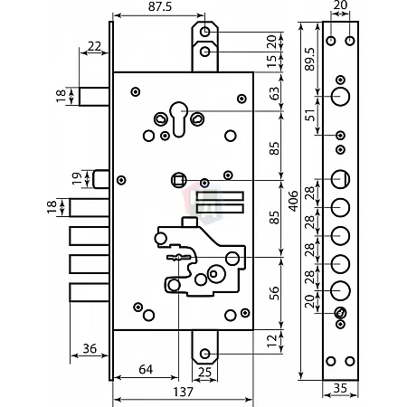 Замок врезной Mottura 54.J939 (54J939G8B05AC6O)