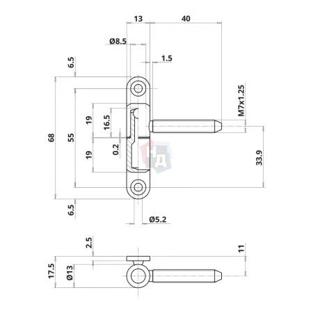 Петля дверная Otlav P09 d13 (CF030130H141-CGP09130H108) бихромат