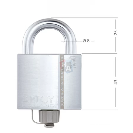 Замок навесной Abloy PLM330 Sentry BA66EE 2KEY 25мм