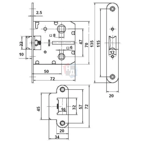 Замок межкомнатный RDA 258 WC MAB латунь античная