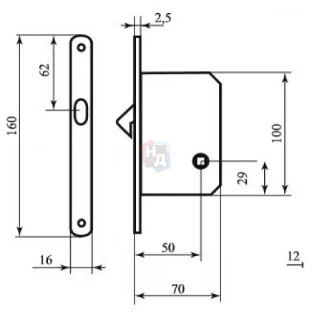 Замок для раздвижных дверей RDA 4120 WC SC хром матовый