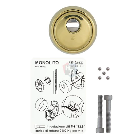 Броненакладка врезная Disec BD210 Monolito Milano ROUND внешняя латунь pvd