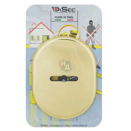 Декоративная накладка под сувальдный ключ Disec KT090 MATRIX OVAL латунь pvd (со скрытой шторкой)