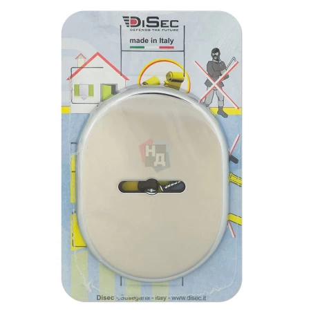 Декоративная накладка под сувальдный ключ Disec KT090 MATRIX OVAL хром полированный (со скрытой шторкой)
