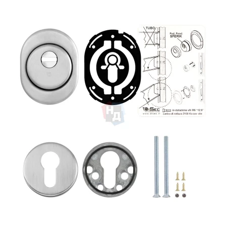 Броненакладка врезная Disec BDS16 Sferik OVAL+ROUND внешняя нержавеющая сталь