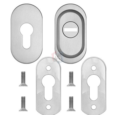 Броненакладка накладная Rostex RS/O OVAL внешняя с внутренней декоративной накладкой нержавеющая сталь (для профильных дверей)