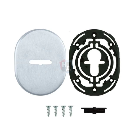 Декоративная накладка под сувальдный ключ Disec KT090 MATRIX OVAL хром матовый (со скрытой шторкой)