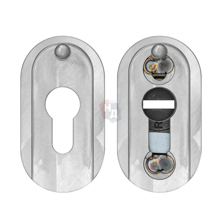 Броненакладка накладная Rostex RS/O OVAL внешняя с внутренней декоративной накладкой нержавеющая сталь (для профильных дверей)