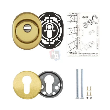 Броненакладка врезная Disec BDS16 Sferik OVAL+ROUND внешняя латунь матовая
